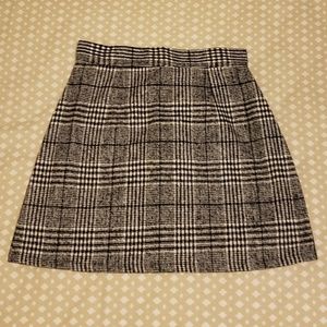 Black and White Plaid Mini Skirt